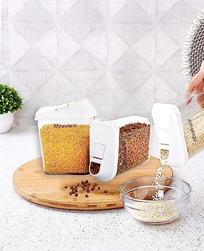 Floraware Food Safe Plastic Storage Containers with Sliding Mouth, 750ml, Pack of 3, White, BPA Free - Image 2
