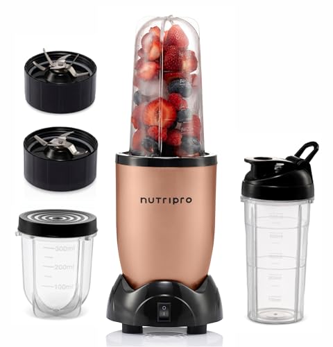 NutriPro Juicer Mixer Grinder - Smoothie Maker - 500 Watts (3 Jars & 2 Blades, Gold) - 2 Year Warranty