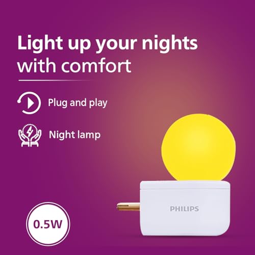 Philips Joy Vision Coral Rush 0.5W LED Night Lamp | Soft White Glow | Energy Efficient | Plug-in Prong Design | Ideal for Bedroom, Kids Room & Hallway (Yellow, Pack of 10) - Image 2