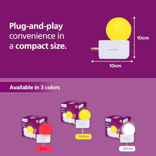 Philips Joy Vision Coral Rush 0.5W LED Night Lamp | Soft White Glow | Energy Efficient | Plug-in Prong Design | Ideal for Bedroom, Kids Room & Hallway (Yellow, Pack of 10) - Image 3
