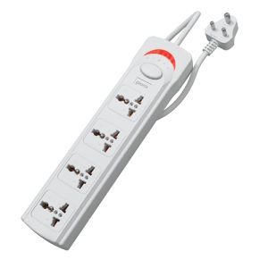 Geonix PowerSpan S4 | Extension Board with 4 Universal Sockets with on Off Button, 3mtr Long Copper Cable, 1500 Watts, 6 Amp Multi Plug for Office & Home Appliances (White)
