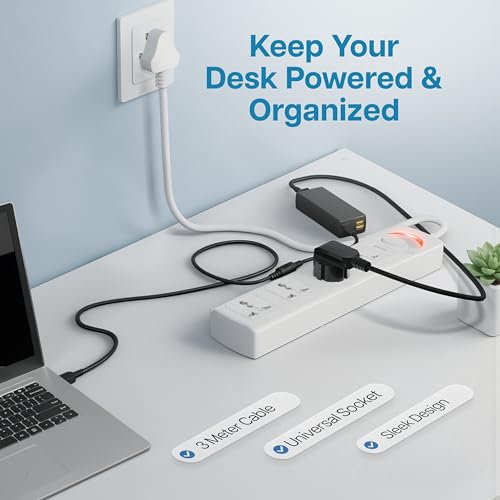 Geonix PowerSpan S4 | Extension Board with 4 Universal Sockets with on Off Button, 3mtr Long Copper Cable, 1500 Watts, 6 Amp Multi Plug for Office & Home Appliances (White) - Image 5