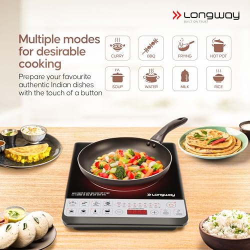 Longway Cruiser IC 2000 Watt Induction Cooktop with Auto Shut-Off & Over-Heat Protection With 8 Cooking Mode & BIS Approved | 2-Year Warranty | (Black, Push Button) - Image 5