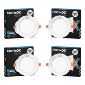 Sturlite Eco LYF 15W Round LED Downlight| 6500K Cool White Color Temperature| 1200 Lumens with CRI Tech for Various Ceiling Types and Rooms - (Pack of 4)