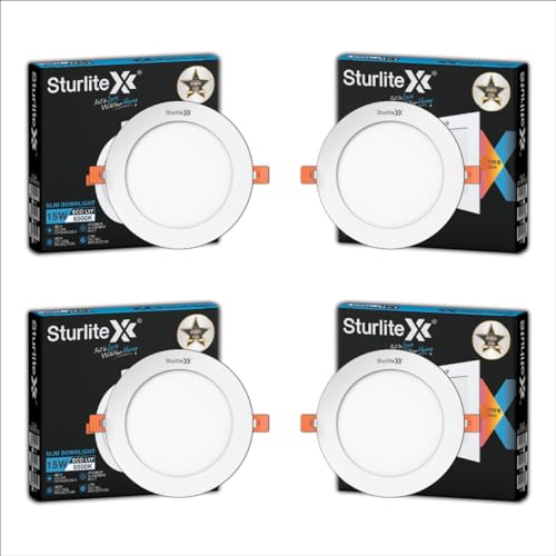 Sturlite Eco LYF 15W Round LED Downlight| 6500K Cool White Color Temperature| 1200 Lumens with CRI Tech for Various Ceiling Types and Rooms - (Pack of 4)