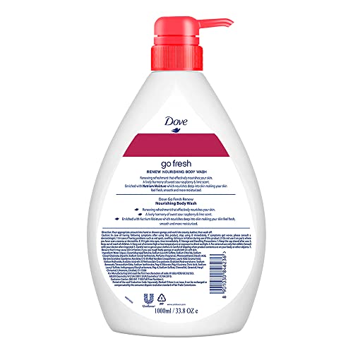 Dove Renewing Raspberry Body Wash with Lime for Renewed Skin, Refreshing Scent, 1L - Image 4