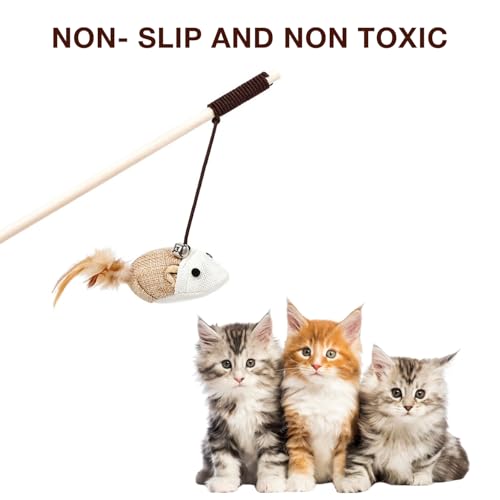 Cat and Dog Playing Stick |Durable Dog and cat Teaser Playing Stick with Interactive Feather| Non- Slip and Non Toxic Durable Teasing Wand Toy with Rope (Multi) - Image 5