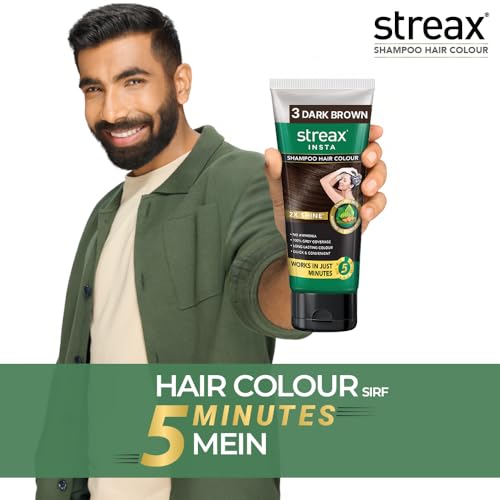Streax Insta Shampoo Hair Colour Dark Brown for Women and Men, Pack of 5 | Dark Brown Hair Colour | 100% grey coverage in 5 minutes | Long lasting and easy to use - Image 3