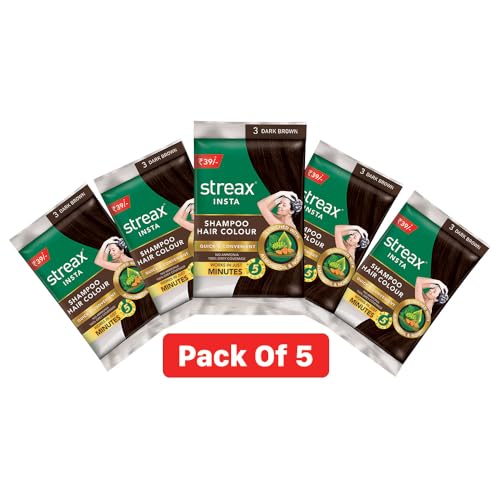 Streax Insta Shampoo Hair Colour Dark Brown for Women and Men, Pack of 5 | Dark Brown Hair Colour | 100% grey coverage in 5 minutes | Long lasting and easy to use - Image 4