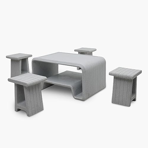 Home Centre Helios Norris Polypropylene Table with Stools - Grey