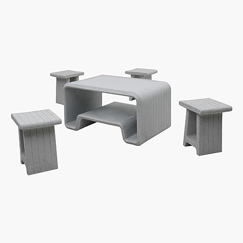 Home Centre Helios Norris Polypropylene Table with Stools - Grey - Image 2