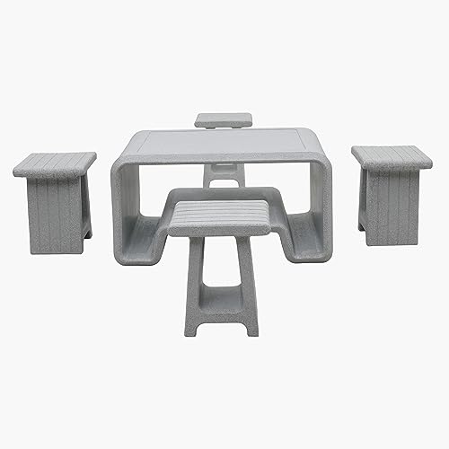 Home Centre Helios Norris Polypropylene Table with Stools - Grey - Image 3