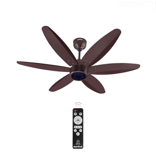 ACTIVA JETTA 1200MM BLDC Ceiling Fan | 28W | 6 Wooden-Finish Blades | 7 LED Lights | Remote | Noiseless | BEE 5-Star Rated | Energy Efficient | 5 Years Warranty (Rusty Brown)