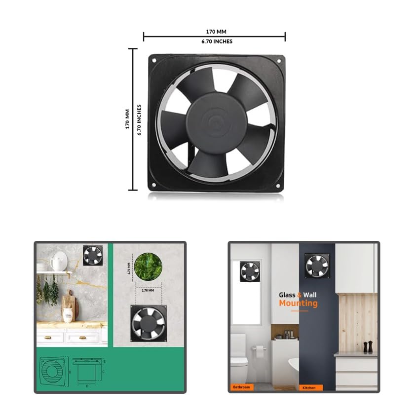 M&M HARIS 6 Inch Exhaust Fan | High-Speed 2600RPM | 100% Copper Wound | 220-240V | Powerful Ventilation for Bathroom, Toilet, UPS, Inverter, Panels, Fridge | Durable & Energy Efficient - Image 5
