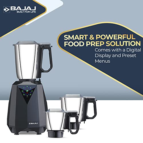 Bajaj Juvel Digi Mixer Grinder 800 Watts | Duracut Blades | Pre-Set Menu | 3 Jars | Nutri-Pro Feature | 2 Yrs Warranty 【Dark Grey】 - Image 4