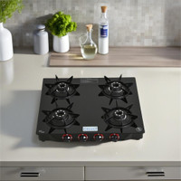 CELLO Hexa Manual Ignition Black Aluminium Alloy Burner Toughened Glass Iron Manual Gas Stove(4 Burners) - Image 3