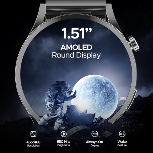 Boat Lunar Embrace w/Vibrant 1.51" (3.8 cm) AMOLED Display,Premium Metal Design, Functional Crown, 100+ Sports Mode, Animated Watch Faces, Built-in Games, Smart Watch for Men & Women(Steel Grey) - Image 3