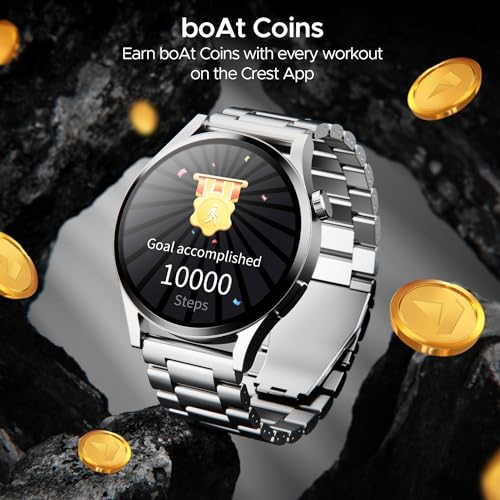 Boat Lunar Embrace w/Vibrant 1.51" (3.8 cm) AMOLED Display,Premium Metal Design, Functional Crown, 100+ Sports Mode, Animated Watch Faces, Built-in Games, Smart Watch for Men & Women(Steel Grey) - Image 4