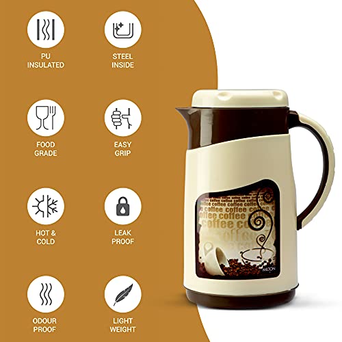 Milton Viva Tuff 1000 Water Jug, PU Insulated Inner Stainless Steel Hot & Cold Jug, BPA Free, Leak Proof, 1 Litre, Brown, Ideal for Tea, Coffee, Water, Hot Beverages - Image 4