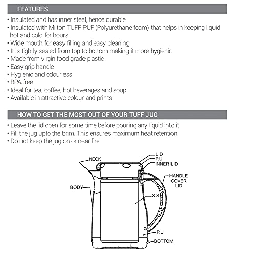 Milton Viva Tuff 1000 Water Jug, PU Insulated Inner Stainless Steel Hot & Cold Jug, BPA Free, Leak Proof, 1 Litre, Brown, Ideal for Tea, Coffee, Water, Hot Beverages - Image 7