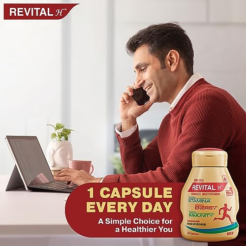 Revital H Multivitamin For Men (60 Capsules) With Natural Ginseng, Zinc, 10 Vitamins & 8 Minerals For Daily Energy, Stamina & Immunity (packaging may vary) - Image 6