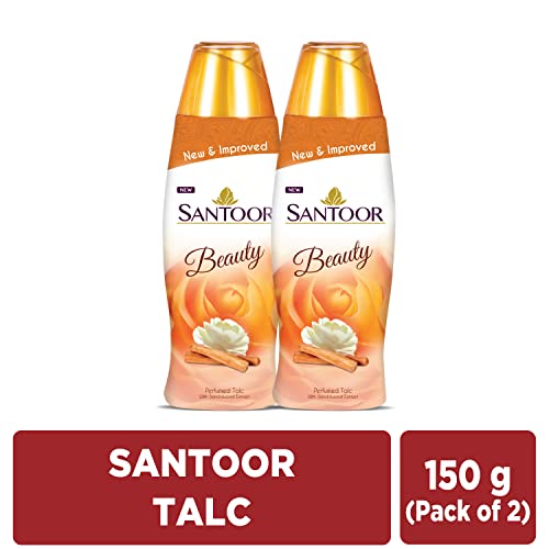 Santoor Beauty Perfumed Talc with Sandalwood Extracts| Sandal, Rose, Musk & Geranium Mint Fragrance| Absorbs Excess Moisture| Dermatologically Tested| For All Skin Types (150g, Pack of 2) - Image 3