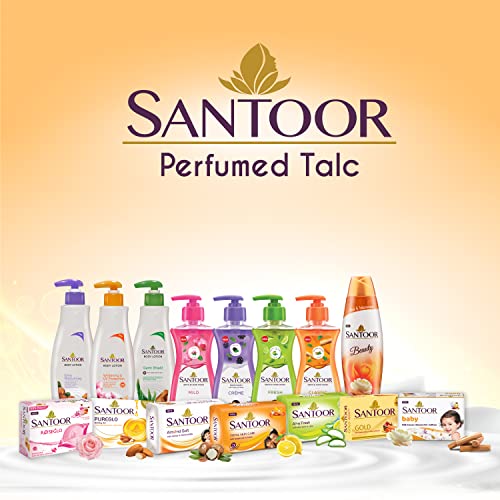 Santoor Beauty Perfumed Talc with Sandalwood Extracts| Sandal, Rose, Musk & Geranium Mint Fragrance| Absorbs Excess Moisture| Dermatologically Tested| For All Skin Types (150g, Pack of 2) - Image 7