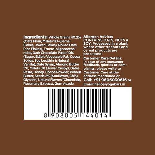 Yogabar Energy Bars Chocolate Chunk | Multigrain Energybar | Pack of 10 x 35g Energy Bars | No Preservatives - Image 4