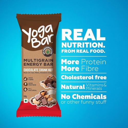 Yogabar Energy Bars Chocolate Chunk | Multigrain Energybar | Pack of 10 x 35g Energy Bars | No Preservatives - Image 7