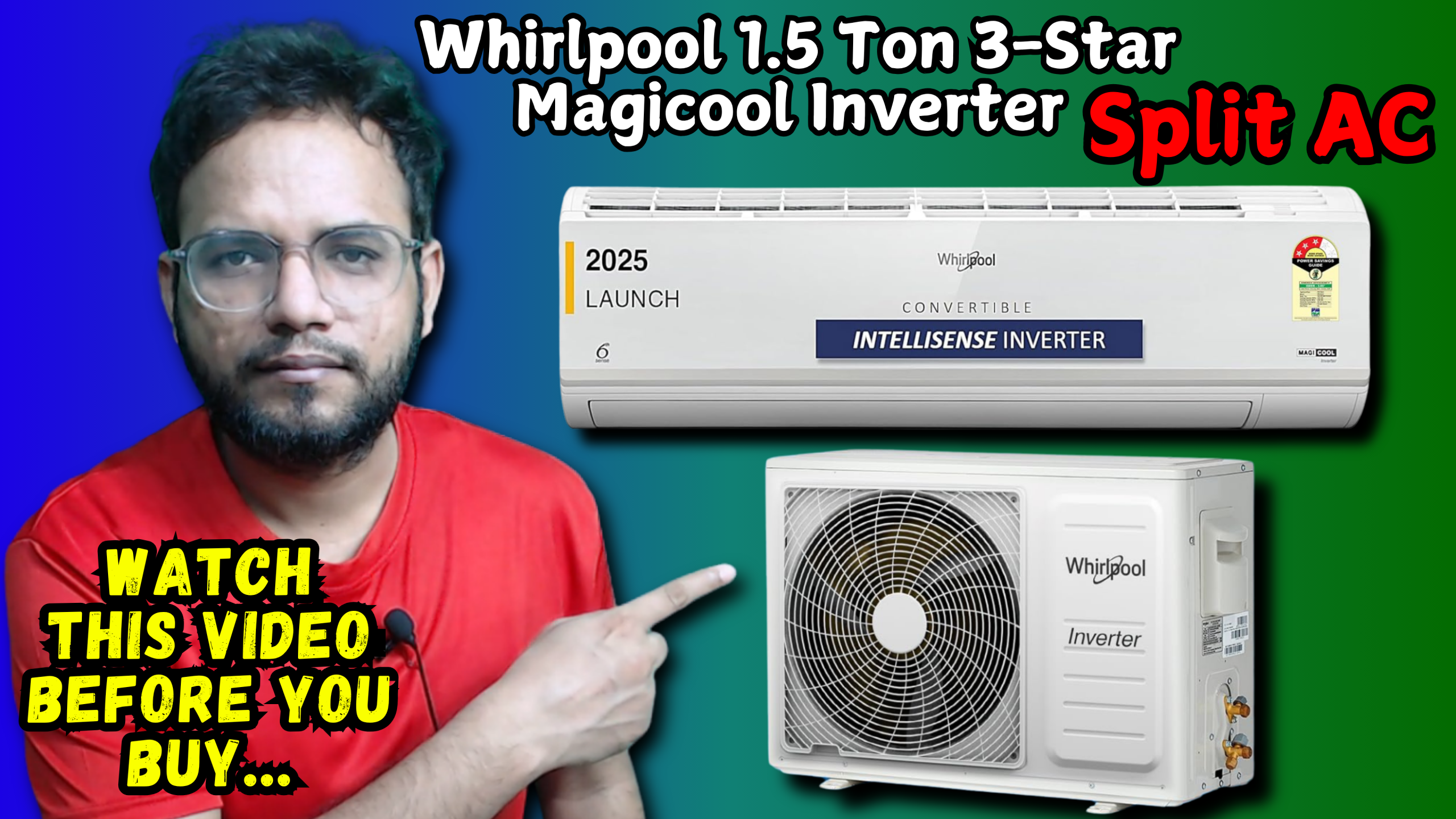 Whirlpool 1.5 Ton 3 Star, Magicool Inverter Split AC (MAGICOOL 15T 3S INV CNV S5K2PP0, Copper, Convertible 4-in-1 Cooling Mode, HD Filter White) - Image 2