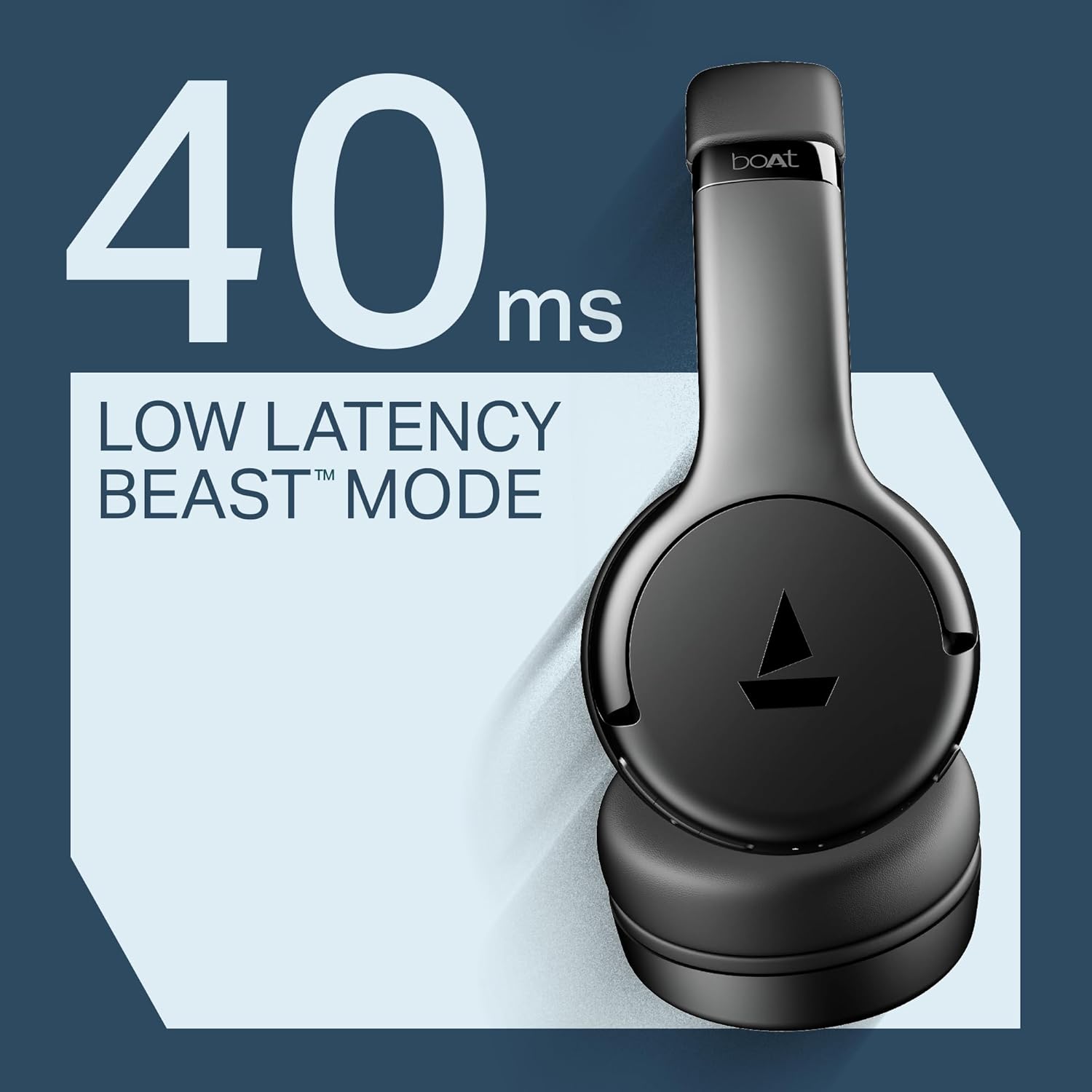 Boat 2025 Launch Rockerz 411, 40Ms Low Latency, 40Hrs Battery, 40Mm Drivers, ENx Tech, Stream Ad Free Music via App Support, Bluetooth Headphones, Wireless Over Ear Headphone with Mic (Active Black) - Image 5