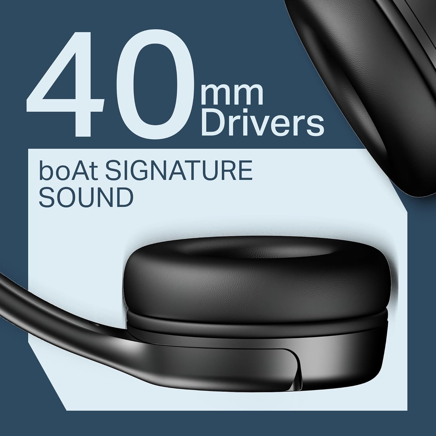 Boat 2025 Launch Rockerz 411, 40Ms Low Latency, 40Hrs Battery, 40Mm Drivers, ENx Tech, Stream Ad Free Music via App Support, Bluetooth Headphones, Wireless Over Ear Headphone with Mic (Active Black) - Image 6