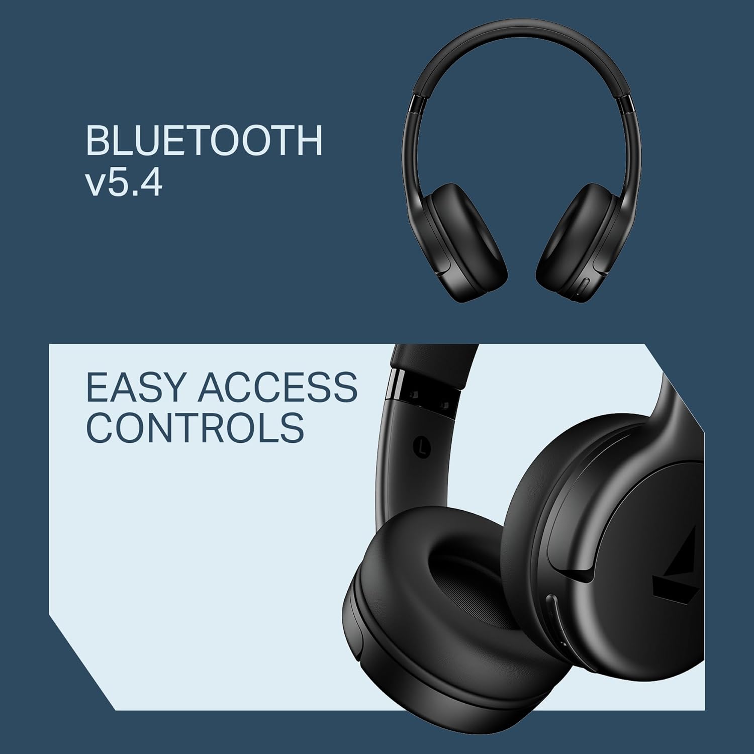 Boat 2025 Launch Rockerz 411, 40Ms Low Latency, 40Hrs Battery, 40Mm Drivers, ENx Tech, Stream Ad Free Music via App Support, Bluetooth Headphones, Wireless Over Ear Headphone with Mic (Active Black) - Image 8