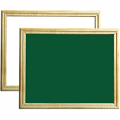 YAJNAS 10x12 Inch Non-Magnetic Double Sided Wooden Frame White & Green Small Slate/Lapboard White & Chalk Board | (Pack of 1)