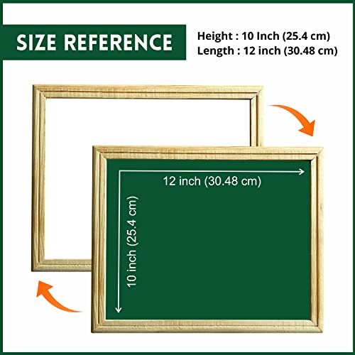 YAJNAS 10x12 Inch Non-Magnetic Double Sided Wooden Frame White & Green Small Slate/Lapboard White & Chalk Board | (Pack of 1) - Image 2