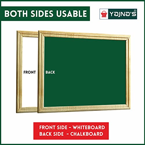 YAJNAS 10x12 Inch Non-Magnetic Double Sided Wooden Frame White & Green Small Slate/Lapboard White & Chalk Board | (Pack of 1) - Image 3