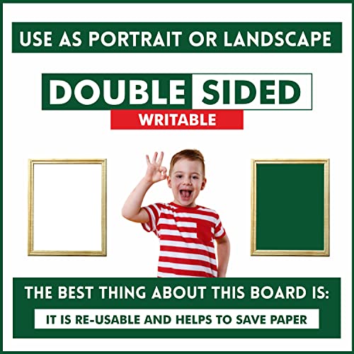 YAJNAS 10x12 Inch Non-Magnetic Double Sided Wooden Frame White & Green Small Slate/Lapboard White & Chalk Board | (Pack of 1) - Image 5