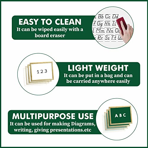 YAJNAS 10x12 Inch Non-Magnetic Double Sided Wooden Frame White & Green Small Slate/Lapboard White & Chalk Board | (Pack of 1) - Image 7