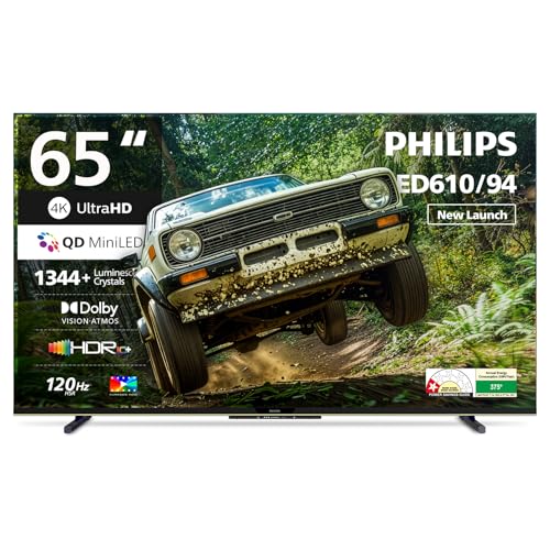 Philips 164 cm (65 inch) QLED MINI LED Smart Frameless Google TV 65MLED610/94