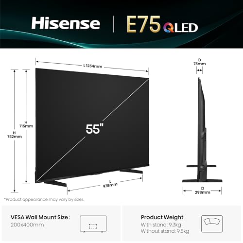 Hisense 139 cm (55 Inches) 4K Ultra HD Smart QLED TV | 48W Powerful Speakers | Dolby Atmos & HDR10+ | ALLM, VRR & Game Mode | Cricket Mode | AI 4K Upscaler | VIDAA OS | 55E75Q (Black) - Image 7