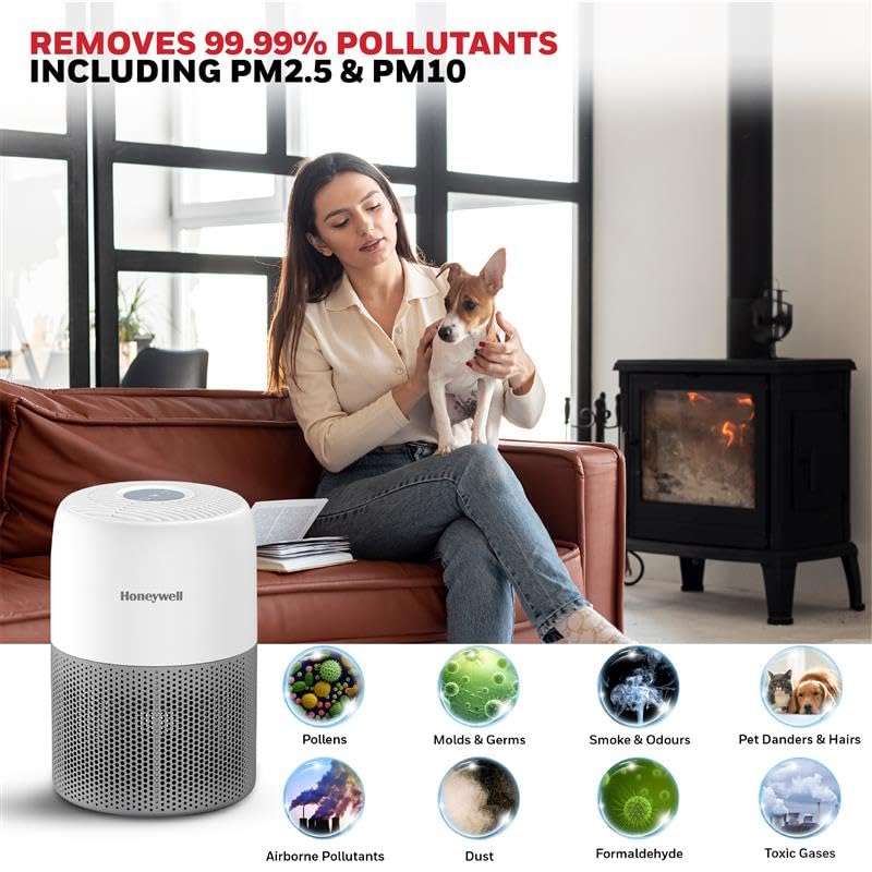 Honeywell Air Purifier for Home & Office, 3-in-1, Pre, H13 HEPA, Activated Carbon, Removes 99.99% Pollutants, Allergens, Pet Dander, Smoke, Dust & Pollens - Air touch V1 - Image 5
