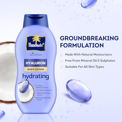 Parachute SkinPure Hyaluron Body Lotion with Virgin Coconut Oil | Deep Hydration for All Skin Types | Moisturises for up to 72 Hours* | Clean, Nourishing Formula | 400 ml - Image 5