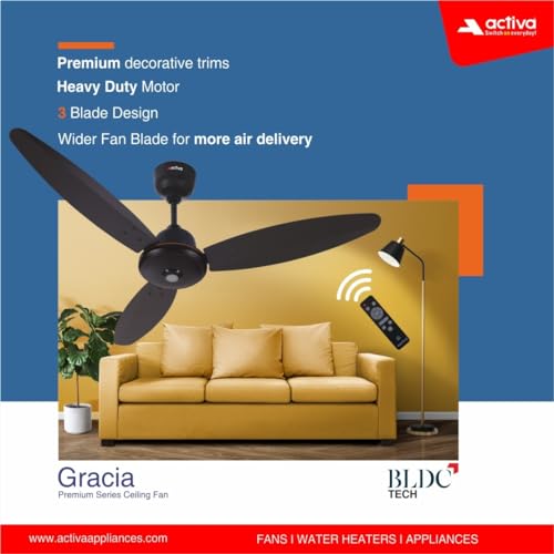 ACTIVA Gracia BLDC Ceiling Fan 1200 MM – 28W Energy-Efficient Motor, BEE 5 star rated, LED Light, Remote, Reversible Airflow, Timer, Silent Operation, 5-Year Warranty, Pack of 2 (Smoke Brown) - Image 6