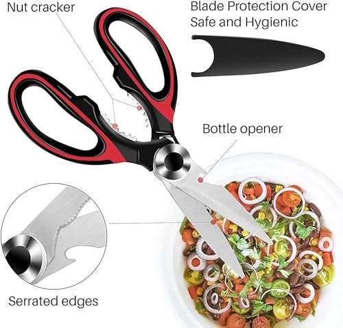 Kitchen Scissor for General Use, Heavy Duty Kitchen Raptor Meat Shears, Cooking Scissors, Stainless Steel Multi-Function Scissors for Food, Chicken, Poultry, Fish, Pizza, Herbs (PACK OF 1) - Image 7