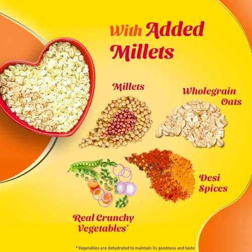 Saffola Masala Oats | 225g | Classic Masala | Tasty, Anytime Snack | Ready in 3 mins | Millets Goodness- with Bajra & Jowar | No maida, No added preservatives | Helps manage weight - Image 7