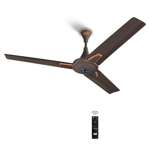 KUHL Prima A7 1200mm Stylish 65% Power Saving BLDC Ceiling Fan with Remote |29W | BEE 5 Star Rated & ISI Marked|High Air Delivery with LED Indicators|2 Yrs Warranty |Espresso Brown