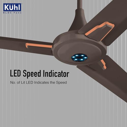 KUHL Prima A7 1200mm Stylish 65% Power Saving BLDC Ceiling Fan with Remote |29W | BEE 5 Star Rated & ISI Marked|High Air Delivery with LED Indicators|2 Yrs Warranty |Espresso Brown - Image 7