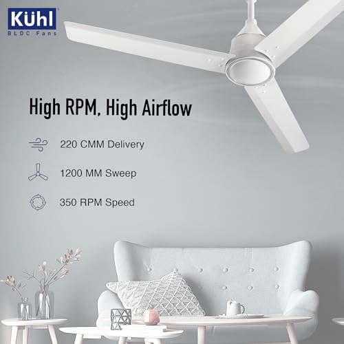 KUHL Arctis A4 1200MM 65% Stylish Power Saving BLDC Ceiling Fan with Remote | 29W | BEE 5 Star Rated & ISI Marked | High Air Flow | 5 Year Brand Warranty On Motor | White - Image 5