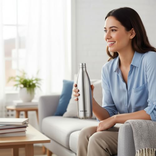 Amazon Brand - Solimo Stainless Steel Insulated 24 Hours Hot or Cold Bottle Flask, 1000 ml, Silver - Image 4