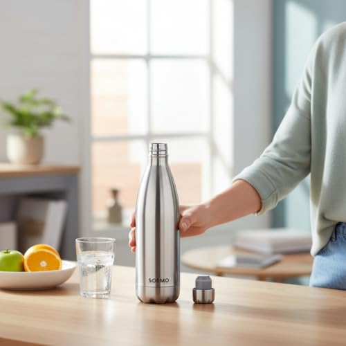 Amazon Brand - Solimo Stainless Steel Insulated 24 Hours Hot or Cold Bottle Flask, 1000 ml, Silver - Image 6